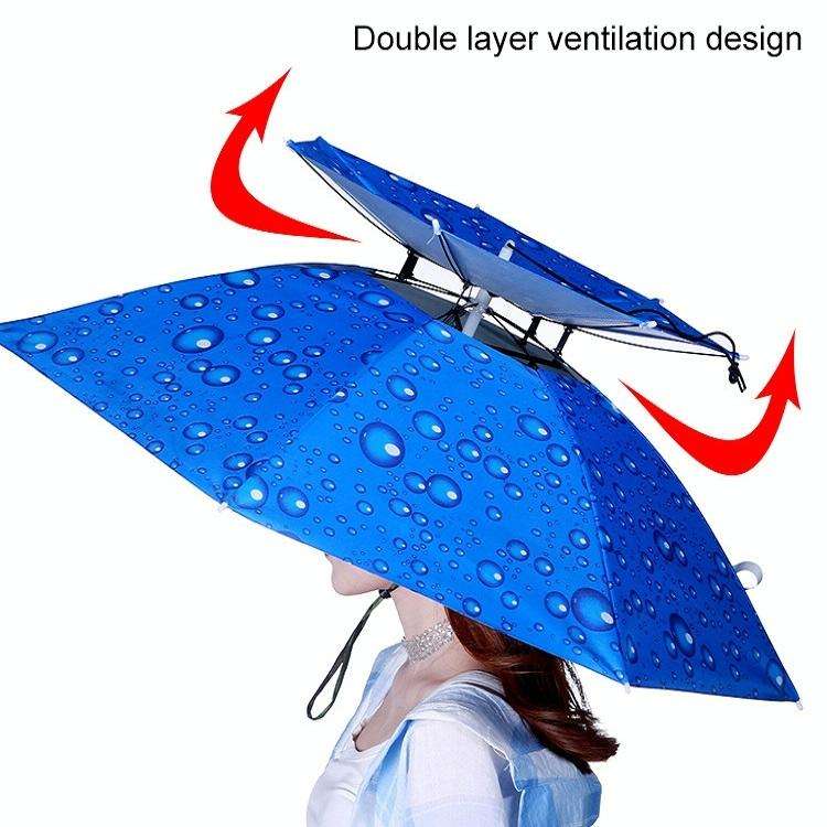 Double-layer Fishing Umbrella Hat Outdoor Sunscreen And Rainproof Folding Umbrella Hat, Color: 95...