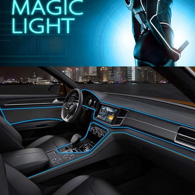 Waterproof Flat Flexible Car Strip Light with Driver for Car Decoration, Length: 5m (Ice Blue Light)