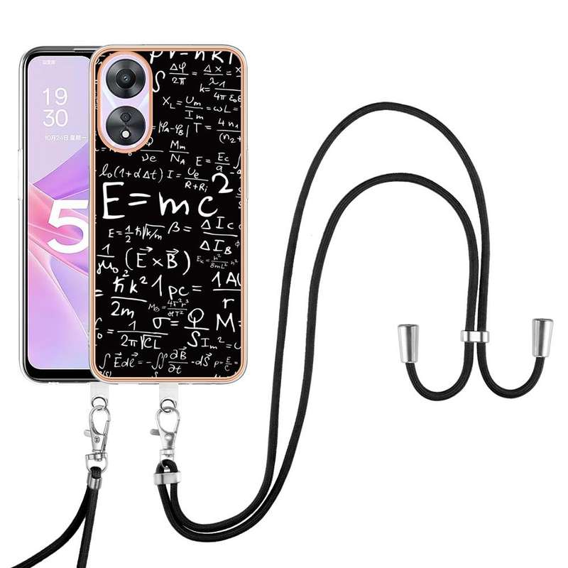 For OPPO A78 / A58 Electroplating Dual-side IMD Phone Case with Lanyard(Equation)