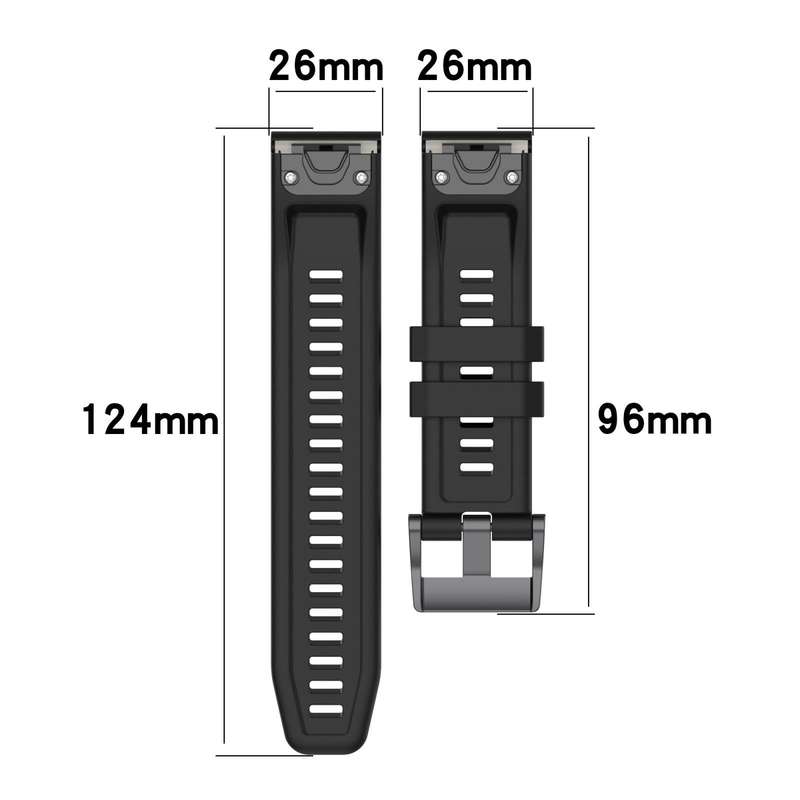 For Garmin Fenix 6X Pro 26mm Two-Color Sports Silicone Watch Band(Black+Grey)
