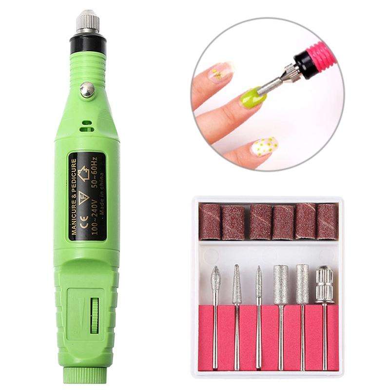 1 Set Power Professional Electric Manicure Machine Pen Pedicure Nail File Nail Tools 6 bits Drill...