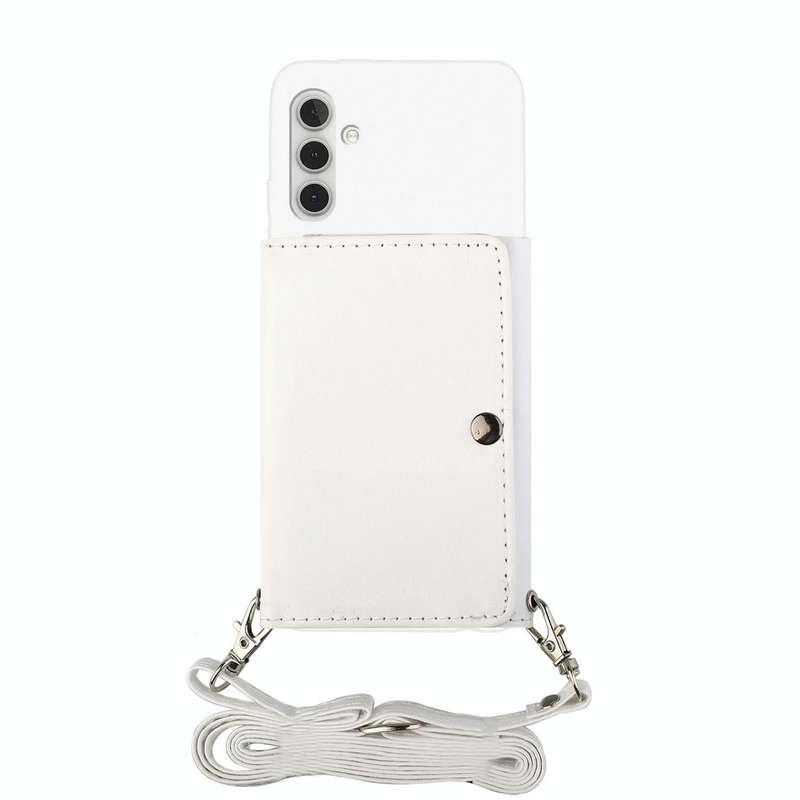 For Samsung Galaxy A13 5G Crossbody Lanyard Wallet Card Bag Phone Case(White)