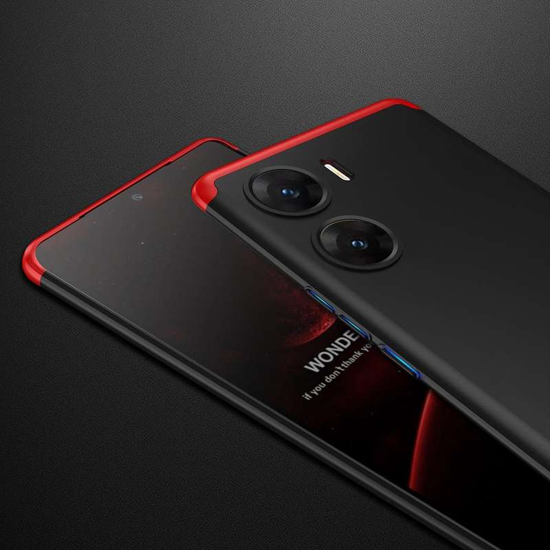 For vivo V29e GKK Three Stage Splicing Full Coverage PC Phone Case(Black Red)