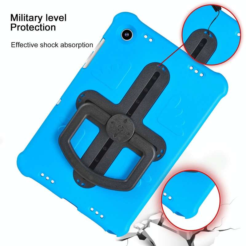 For Samsung Galaxy Tab A9+ Shield 360 Rotation Handle EVA Shockproof PC Tablet Case(Blue Black)
