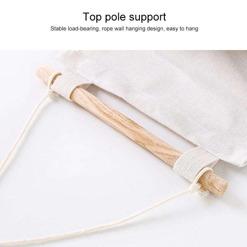 3-Pockets Cotton Linen Wall Hanging Door Pouch Bedroom Home Storage Pocket Hanging Bag(Gray)