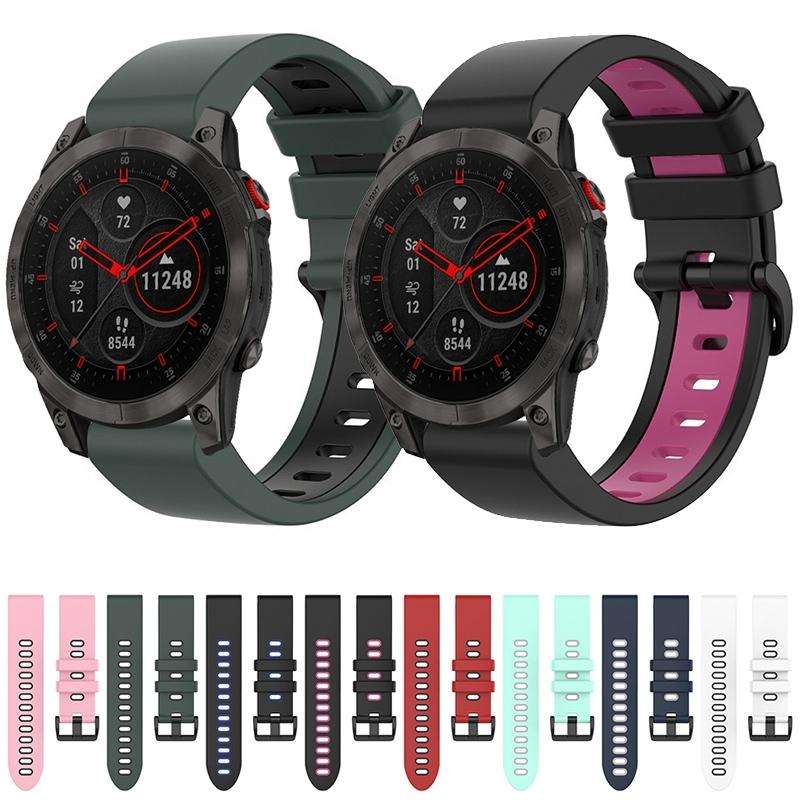 For Garmin EPIX Gen2 22mm Silicone Sports Two-Color Watch Band(Black+Blue)