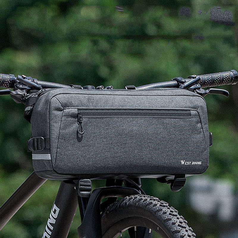 WEST BIKING YP0707301 Mountain Bike Handlebar Bag Multifunctional Large Capacity Head Bag(Grey)