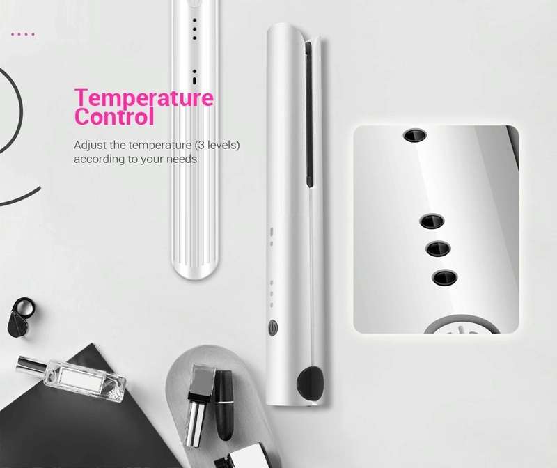 K-SKIN Portable Rechargeable Hair Straightener Curler Cordless Adjustable Temperature Fast Heat C...