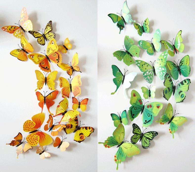 2 Sets Creative 3D Color Butterfly Wall Stickers Living Room Bedroom Decoration Supplies, Magnet ...