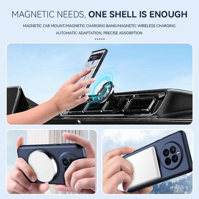 For Huawei Mate 50 Pro Magsafe Hidden Fold Holder Full Coverage Shockproof Phone Case(Grey)