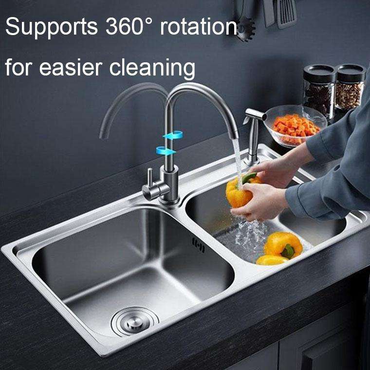 304 Stainless Steel Kitchen Rotatable Sink Faucet(60cm Pipe+Single Cold Curve)