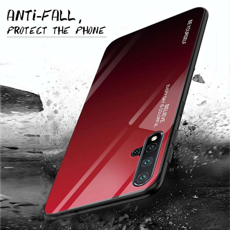 For Huawei Nova 5 / Nova 5 Pro Gradient Color Glass Case(Red)
