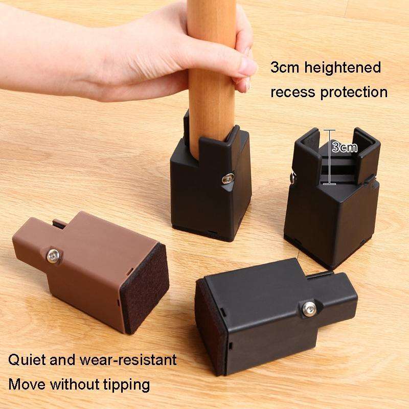 4pcs/set Adjustable Furniture Heightening Feet Pad, Size: 50mm High(Brown Clip Chair Foot For 22-...