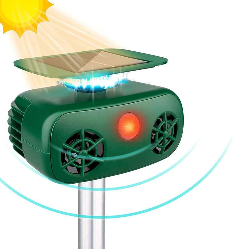 SK628 Solar Powered Animal Repeller 360 Degree Strobe Light Bird Repeller Ultrasonic Rat Repeller...