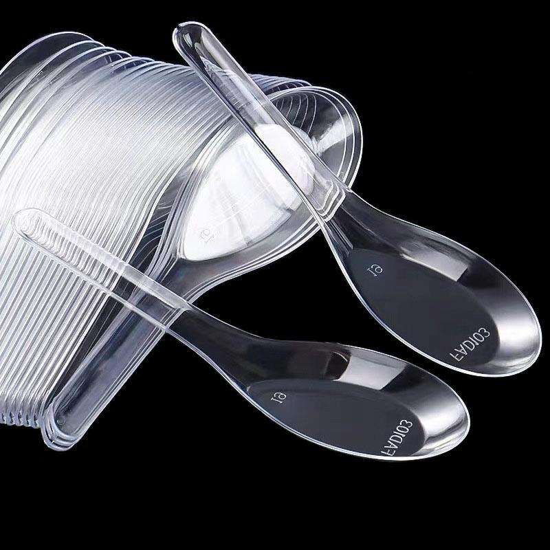 60pcs /Pack DY-103 Disposable PP Plastic Soup Spoon Packed Takeaway Scoop(Transparent)
