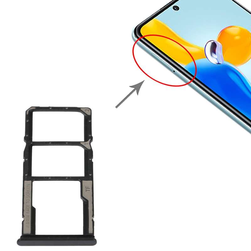 SIM Card Tray + SIM Card Tray + Micro SD Card Tray For Xiaomi Redmi Note 11S 5G (Black)