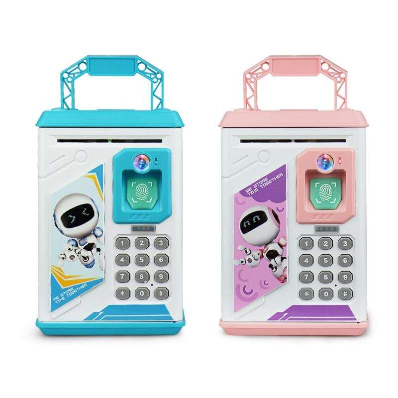 Children Cartoon Simulation Human Face Fingerprint Music Chinese British Switch Piggy Bank, Speci...
