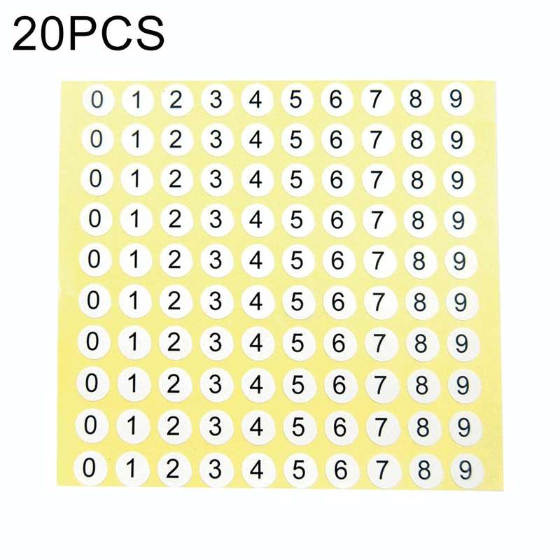 20 PCS Round Shape Number Sticker Shoe Size Label, Number 0-9