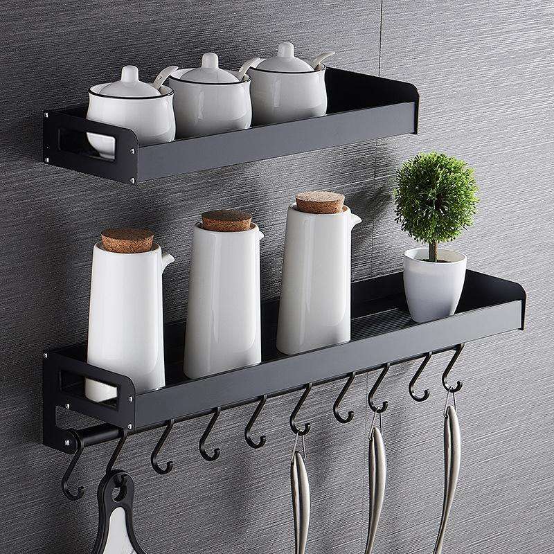 30cm 4 Hooks Kitchen Multi-function Wall Hanging Holder Seasoning Storage Rack(Black)