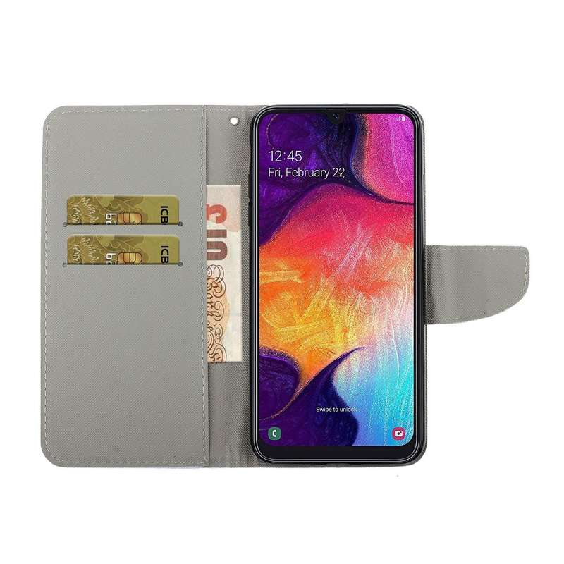 For Samsung Galaxy A50 / A30s Colored Drawing Pattern Horizontal Flip Leather Case with Holder & ...