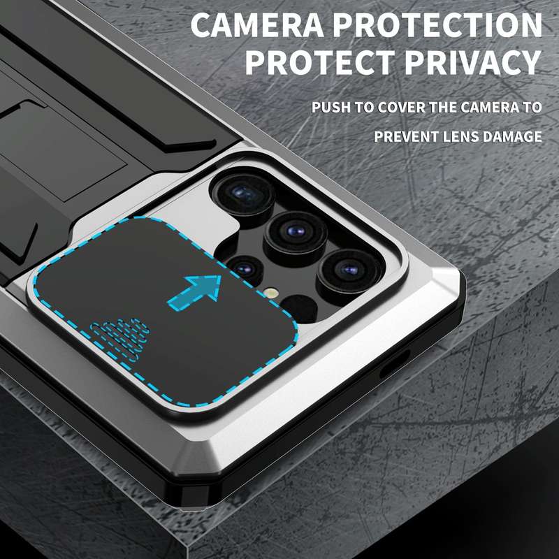 For Samsung Galaxy S24 Ultra 5G R-JUST Sliding Camera Life Waterproof Holder Phone Case(Silver)