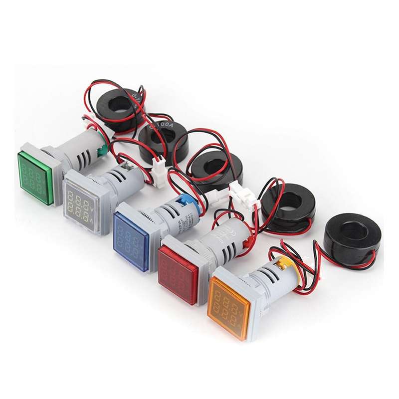 AD16-22FVA Square Signal Indicator Type Mini Digital Display AC Voltage And Current Meter(White)
