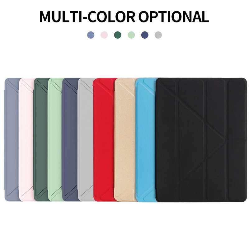 Multi-folding TPU Back Flip Leather Smart Tablet Case for iPad Pro 12.9 inch 2015 / 2017(Black)