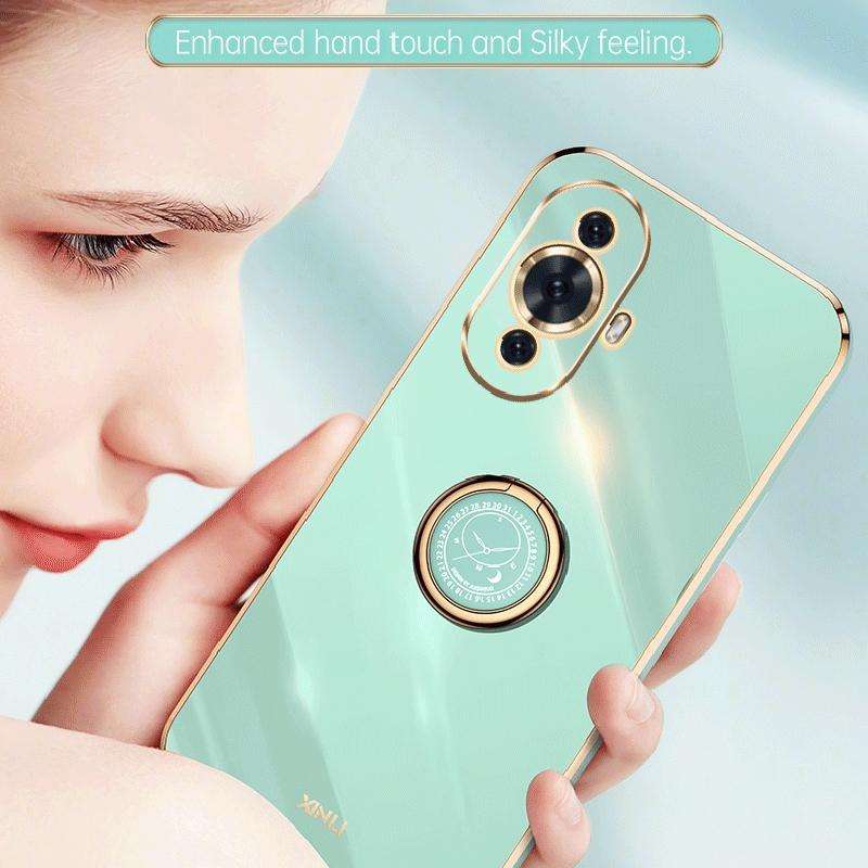 For Huawei nova 11 XINLI Straight Edge 6D Electroplate TPU Phone Case with Ring Holder(Hawthorn Red)