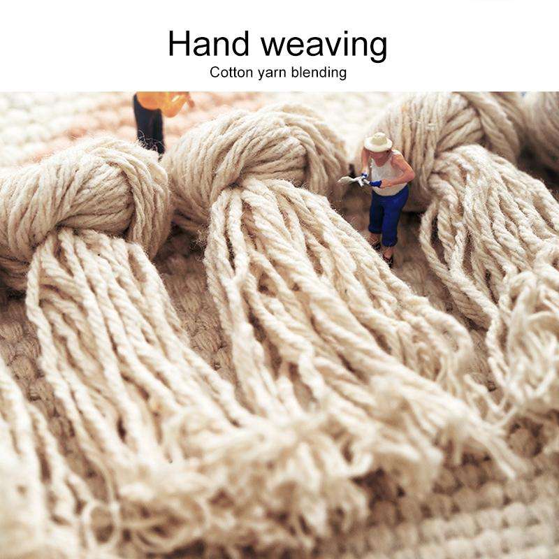 Cotton Hand-woven Bedside Carpet Home Long Fringed Anti-slip Mat, Size:60180 cm(Leaf Years)