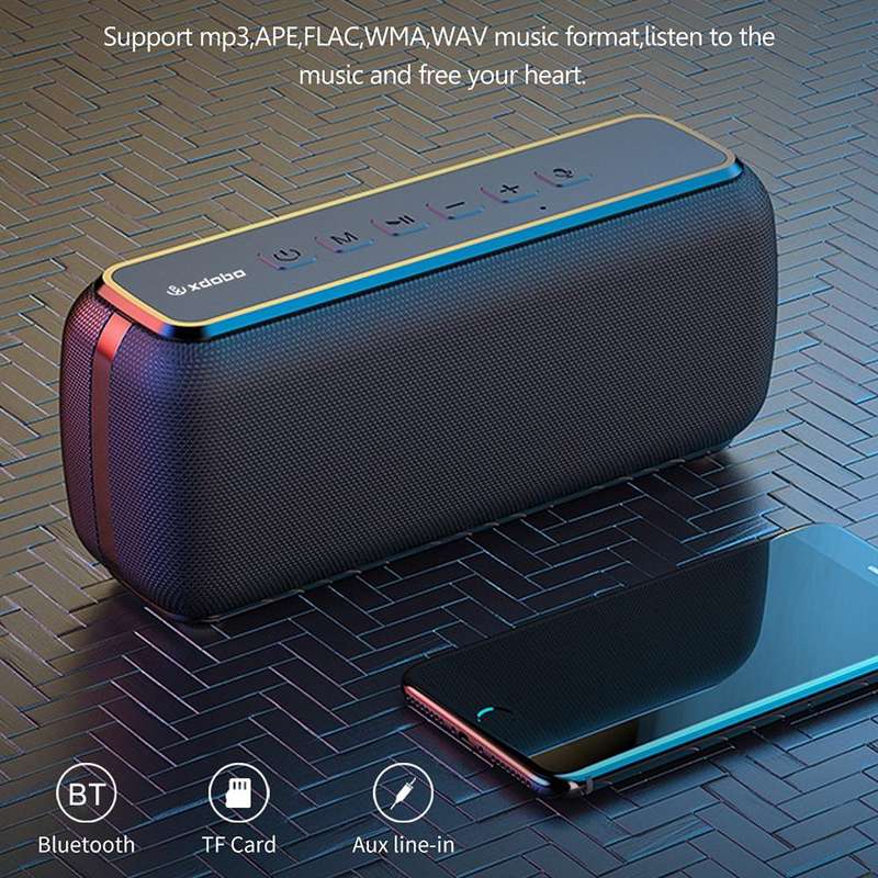XDOBO X8 60W Wireless Bluetooth Speaker Outdoor Subwoofer Support TWS & TF Card (Black)