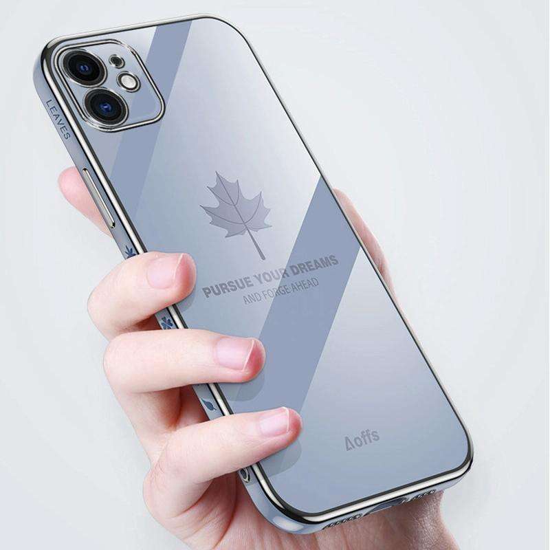 For Samsung Galaxy S23 Ultra 5G 9D Plating Maple Leaf Silicone Phone Case with Strap(Smoke Purple)