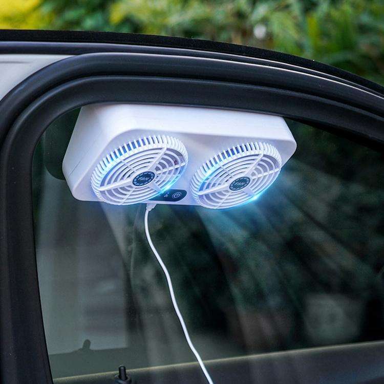 USB Interface Car Cooling Device Car Exhaust Air Circulation Exhaust Fan Car Changing Fan(White)