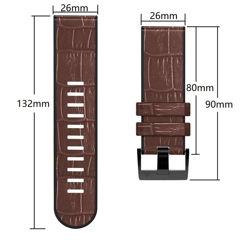 For Garmin Fenix 7X/6X Pro/Tactix 7 26mm Crocodile Texture Silicone Leather Watch Band(Coffee)