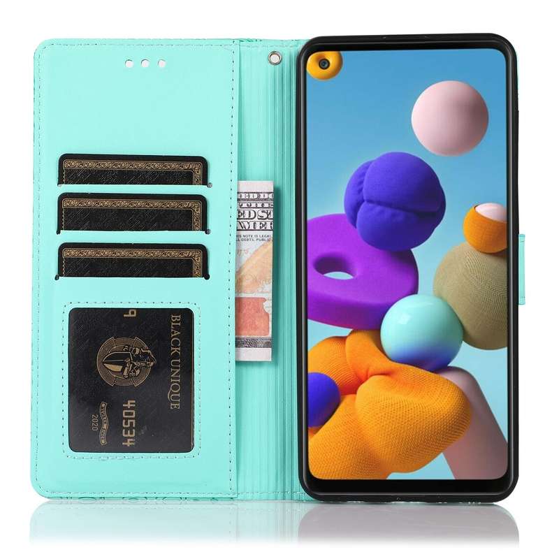 For Samsung Galaxy A21s Skin Feel Embossed Sunflower Horizontal Flip Leather Case with Holder & C...