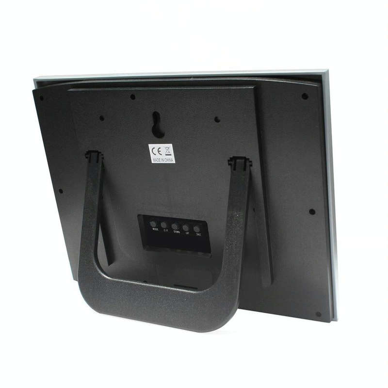 Large Screen LCD Wall Clock Minimalist Electronic Alarm Clock(Silver+Black)