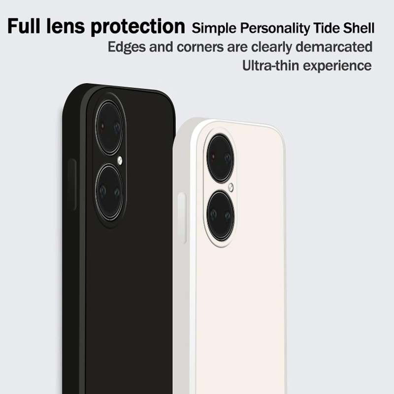 For Huawei P50 Solid Color Imitation Liquid Silicone Straight Edge Dropproof Full Coverage Protec...