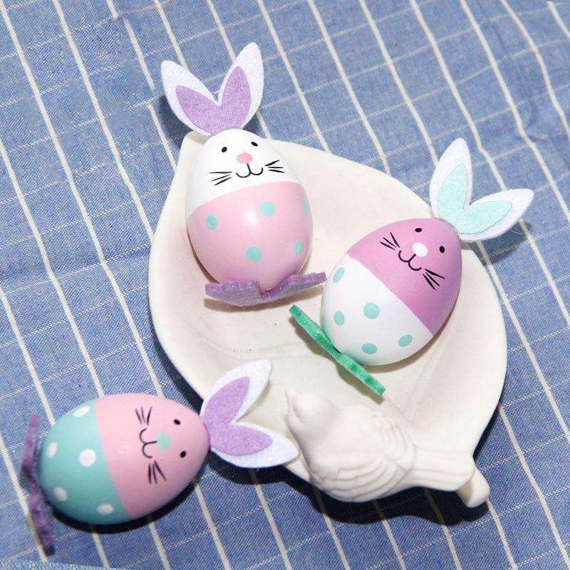 3 PCS Easter Bunny Eggs Ornament Holiday Decoration Children Toys, Random Color Delivery