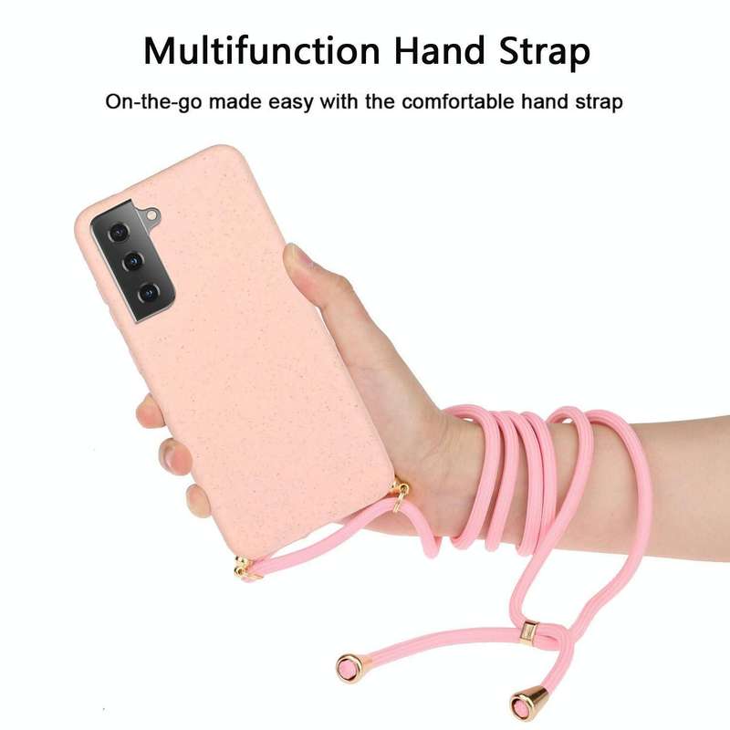 For Samsung Galaxy S23 FE 5G Wheat Straw Material + TPU Phone Case with Lanyard(Pink)