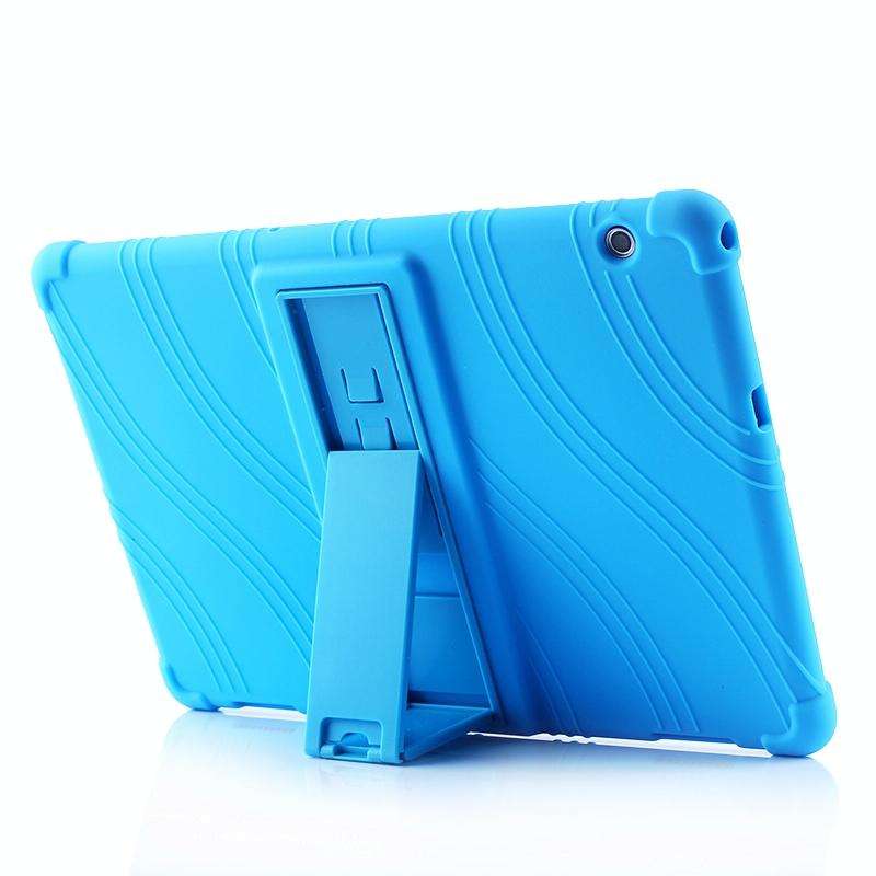 For Huawei MediaPad T5 Tablet PC Silicone Protective Case with Invisible Bracket(Black)