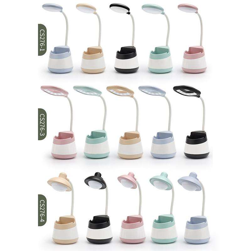 USB Charging LED Desk Light Eye Protection Lamp with Pen Holder and Phone Holder(CS276-3 Green)