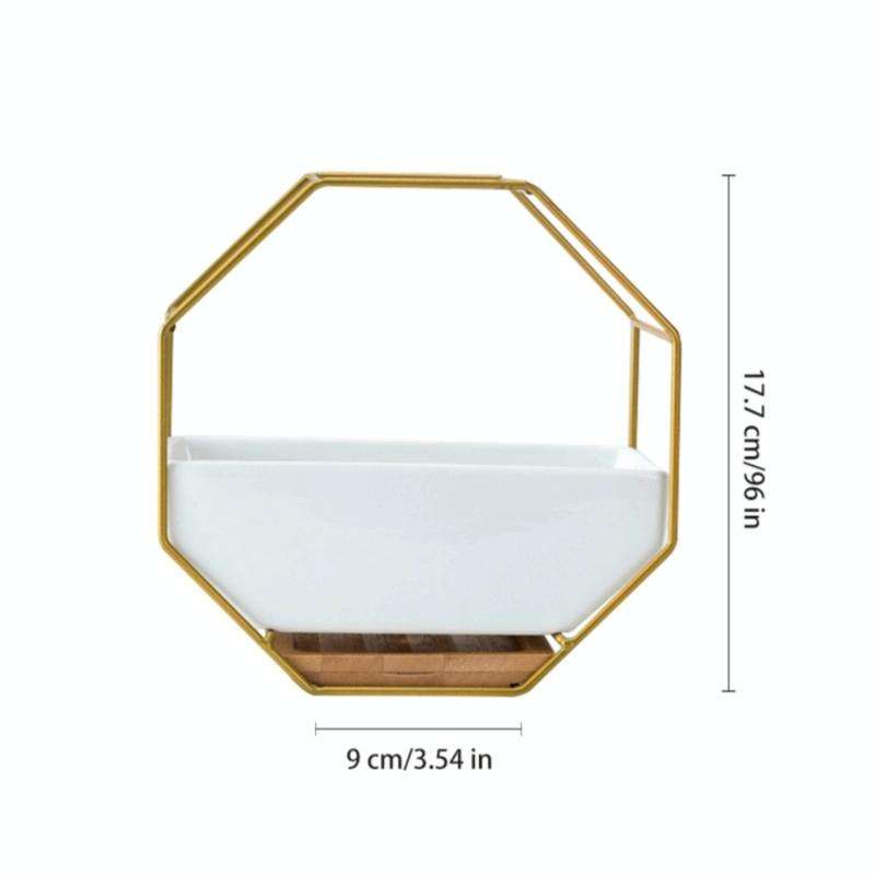 Simple Octagonal Geometric Wall Hanging Table Succulent Platter Bamboo Support Iron Frame Flower ...