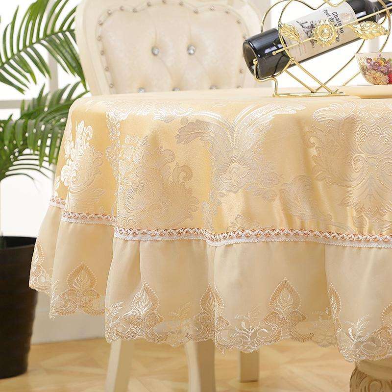 Home Fabric Round Tablecloth Hotel Disposable Anti-scald Table Mats, Size:180cm(Flower Beige)