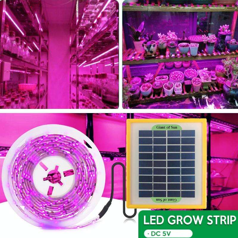 LED Full Spectrum Plant Fill Light Grow Light(Solar Panel+ 5M Lamps)