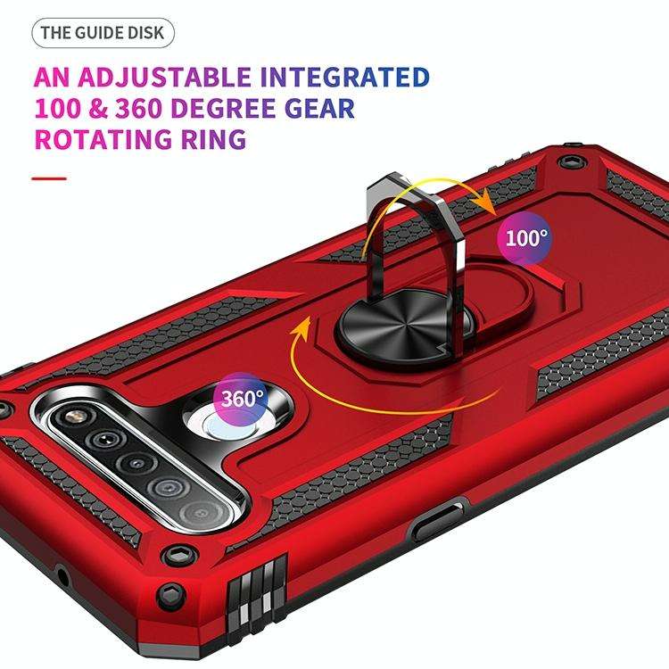 For LG K61 Shockproof TPU + PC Protective Case with 360 Degree Rotating Holder(Black)