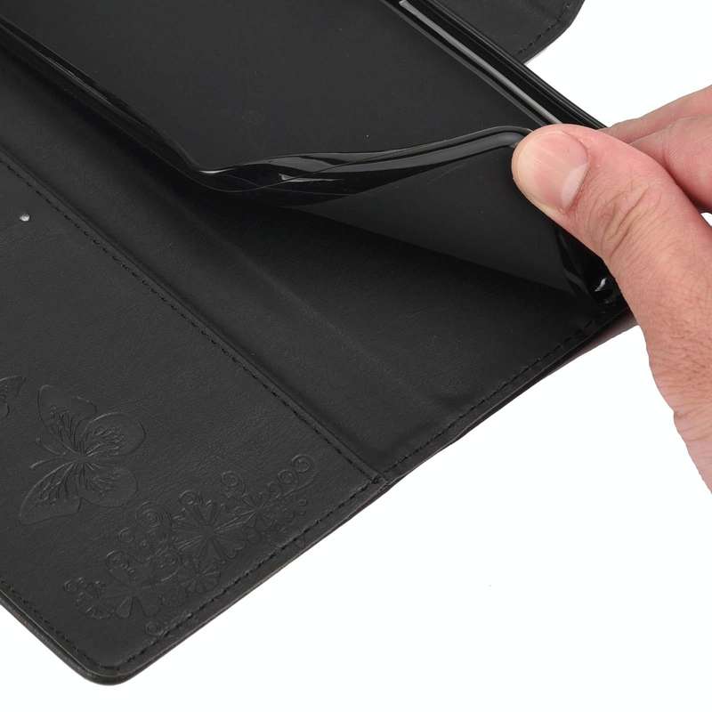 For Samsung Galaxy A04 Butterfly Embossed Horizontal Flip Leather Phone Case(Black)