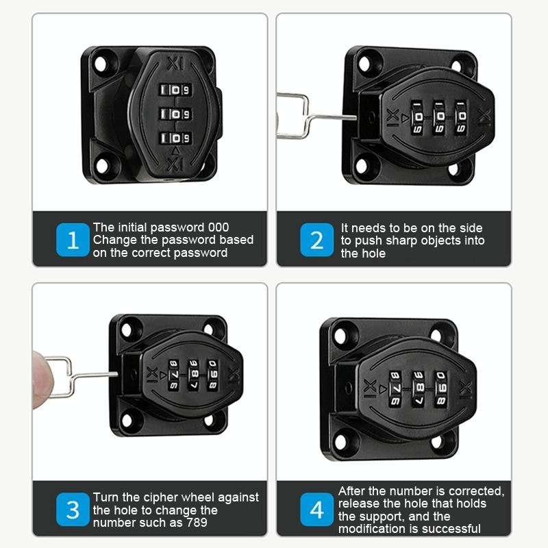 Screw Installation Cabinet Door Combination Lock Anti-Theft Drawer Lock, Style: Three Hole 4 inch...