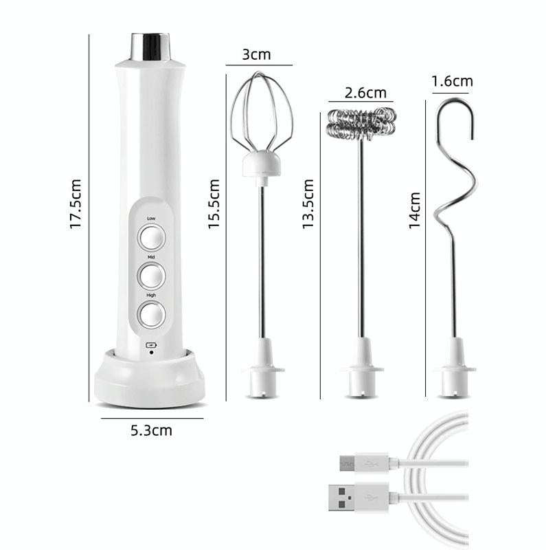 Whisk Household Electric Baking Mini Wireless Hand-Held Charging Stirrer Milk Frother(White)