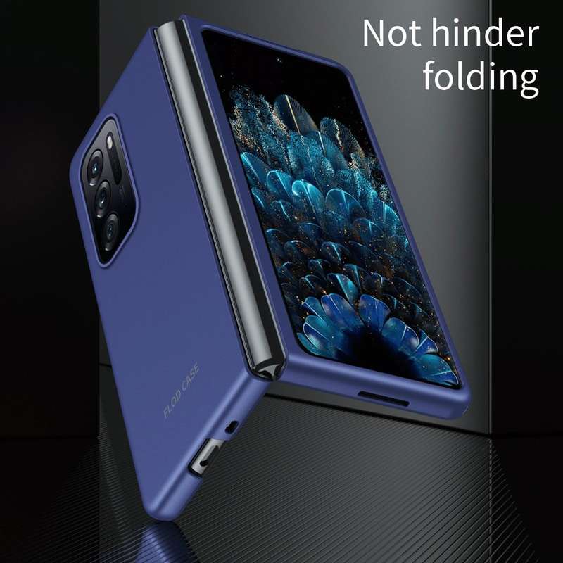 For OPPO Find N Folding Skin Scrub Plain Leather Phone Case(Black)