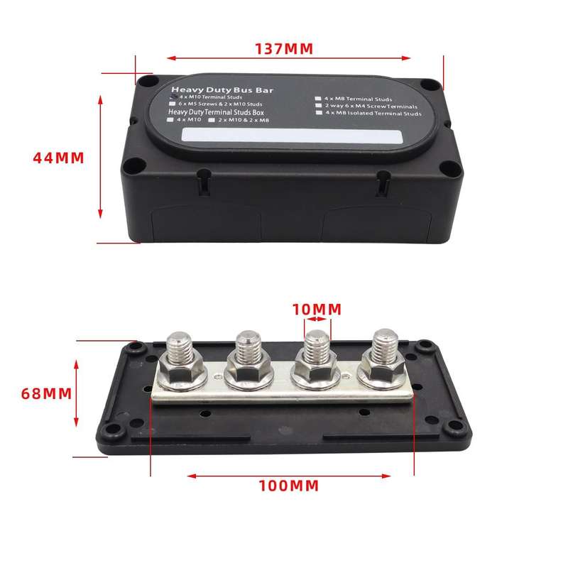 CP-3088-02 300A 48V 4-way M10 Terminal Busbar(Red)