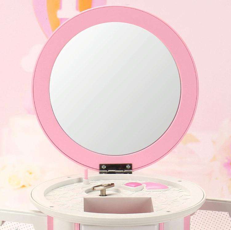 Round Three-Layer Small Drawer Storage Music Box Simple Fresh Jewelry Box Creative Gifts(White Pe...